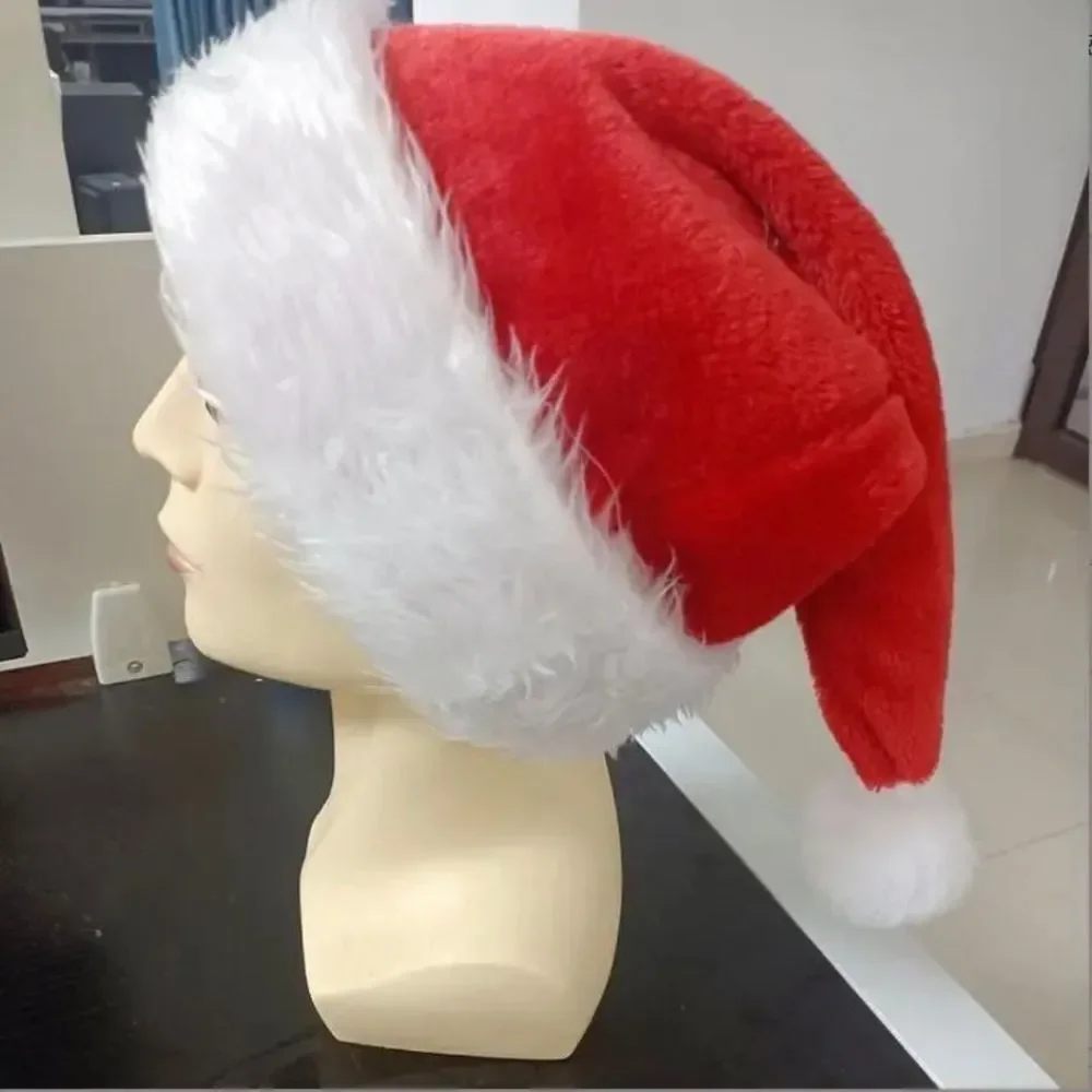 Red Velvet Classic Santa Claus Hat For Xmas Party,Christmas Hat For Adults